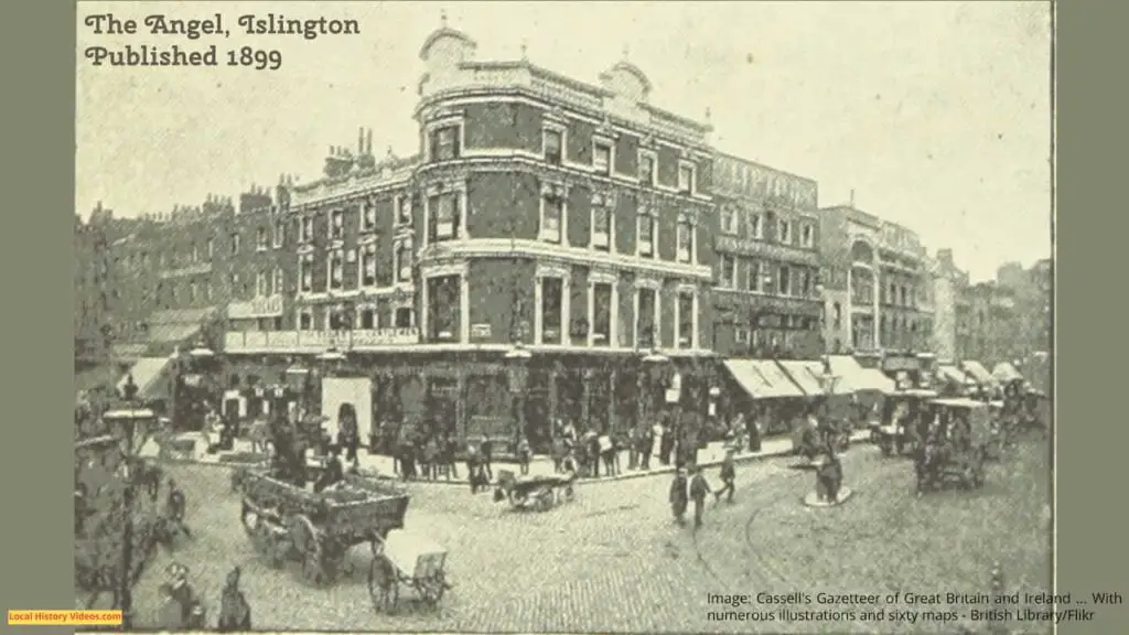 Old photo of The Angel, Islington, London, published in a book in 1899
