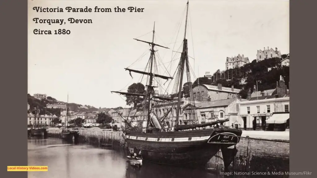 Old photo of Victoria Parade, Torquay, Devon, from the Pier, circa 1880