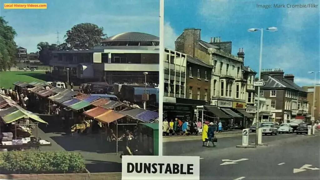 Old photo postcard of Dunstable in the early 1970s