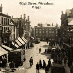 Old photo postcard of the High Street, Wrexham, Wales, 1931