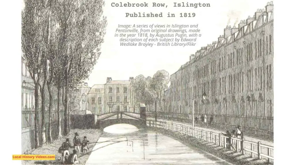 Old picture of Colebrook Row, Islington, London, published in 1819