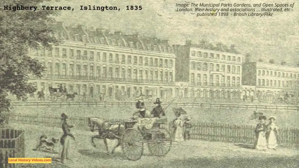 Old picture of Highbury Terrace, Islington, published in 1835