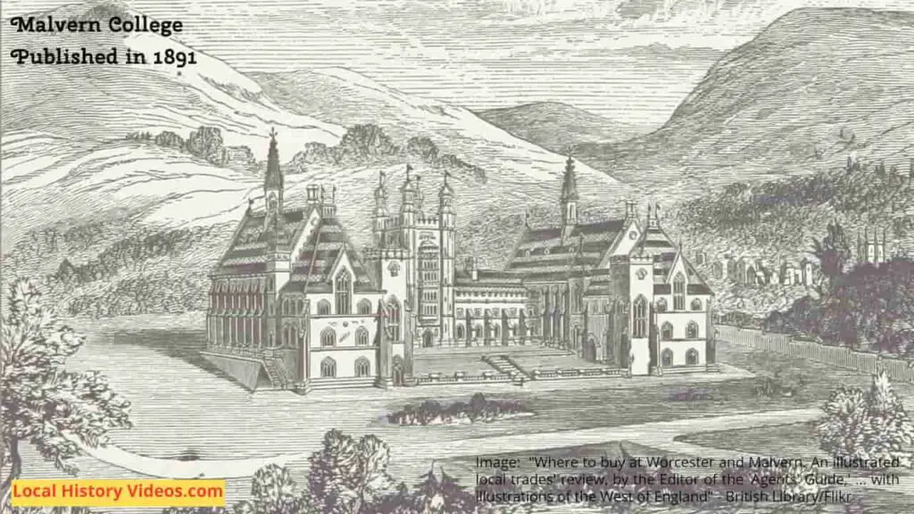 Old picture of Malvern College, Worcestershire, published in 1891