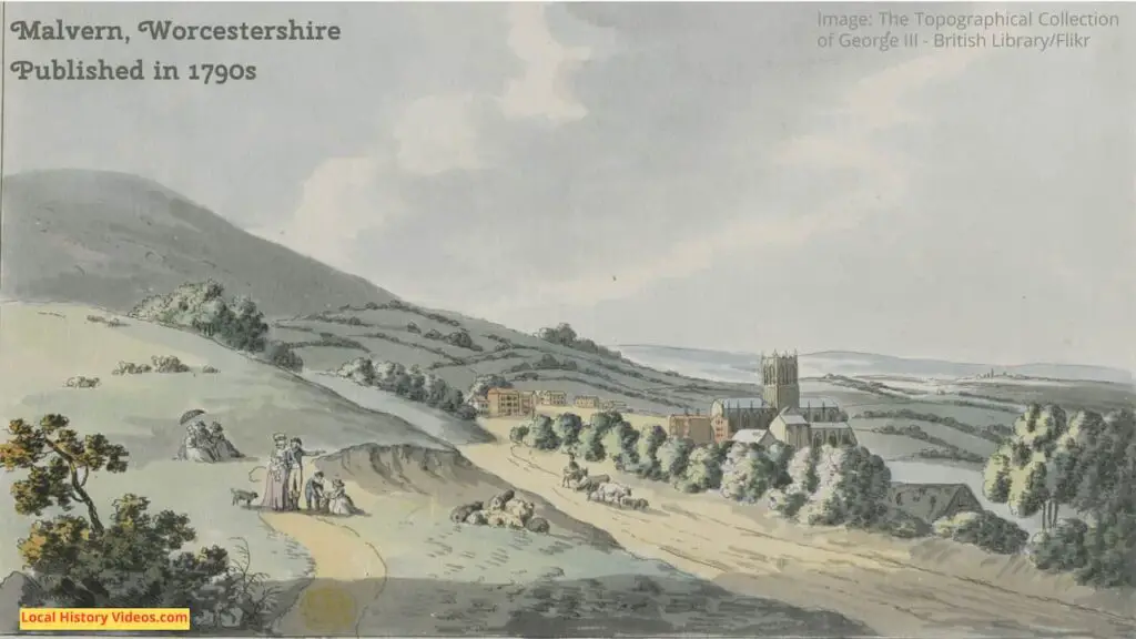 Old picture of Malvern in Worcestershire, England, published in the 1790s