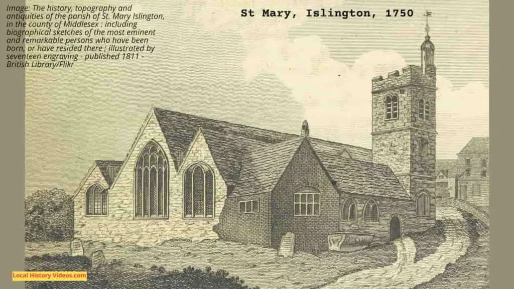 Old picture of St Mary at Islington, published in 1759