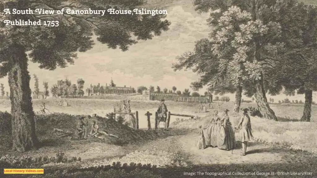 Old picture of a South View of Canonbury House, Islington, published in 1753