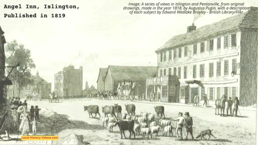 Old picture of the Angel Inn, Islington, published in 1819