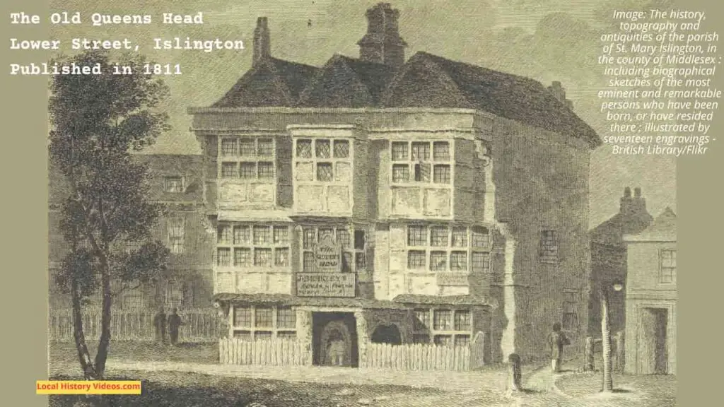 Old picture of the Old Queens Head, Islington, published in 1811
