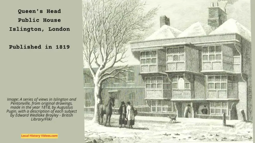 Old picture of the Queen's Head Public House, Islington, published in 1819