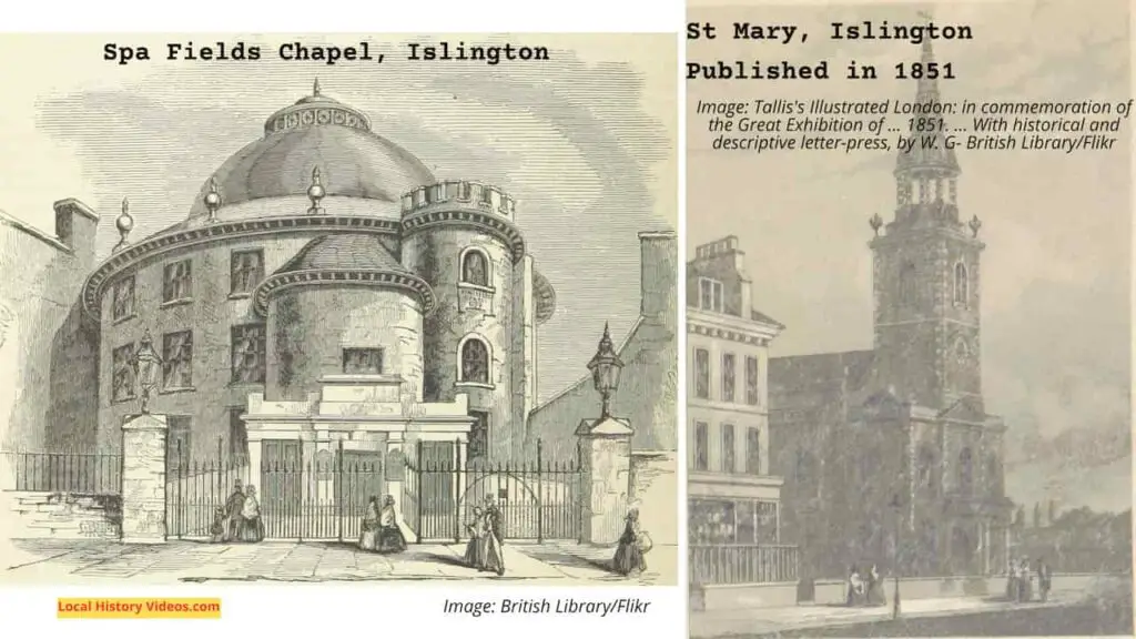 Old picture of the Spa Fields Chapel and Church of St Mary at Islington, London