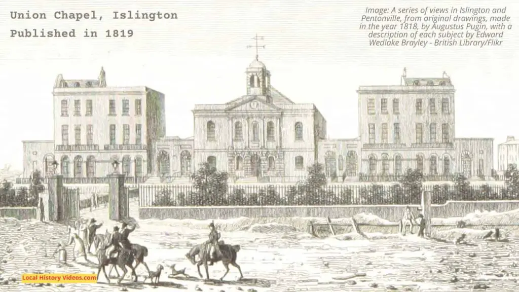 Old picture of the Union Chapel, Islington, published in 1819