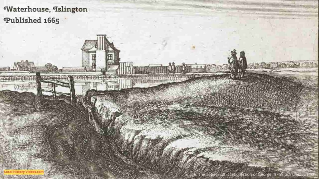 Old picture of the Waterhouse at Islington, published in 1665
