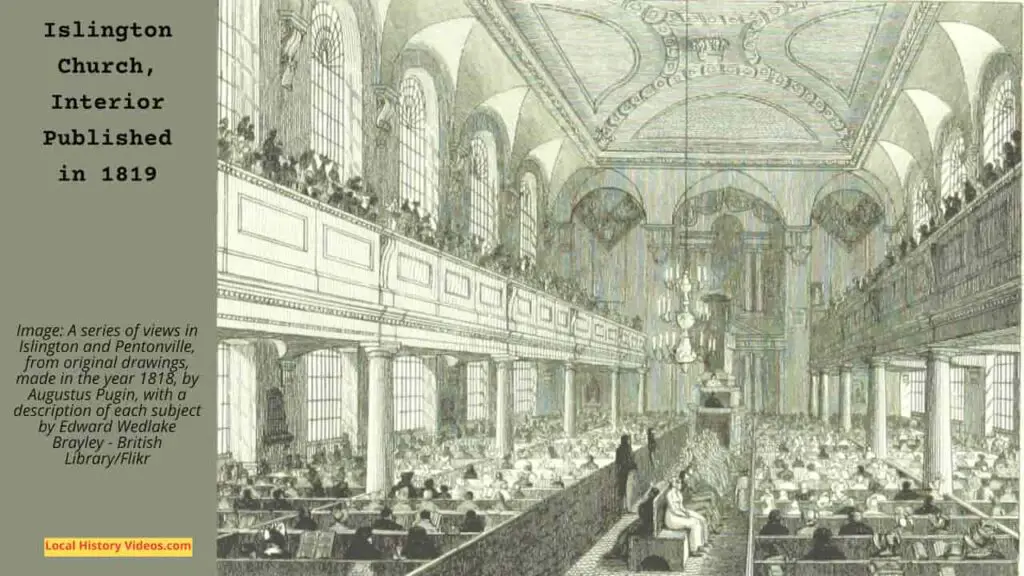 Old picture of the interior of the Islington Church, published in 1819