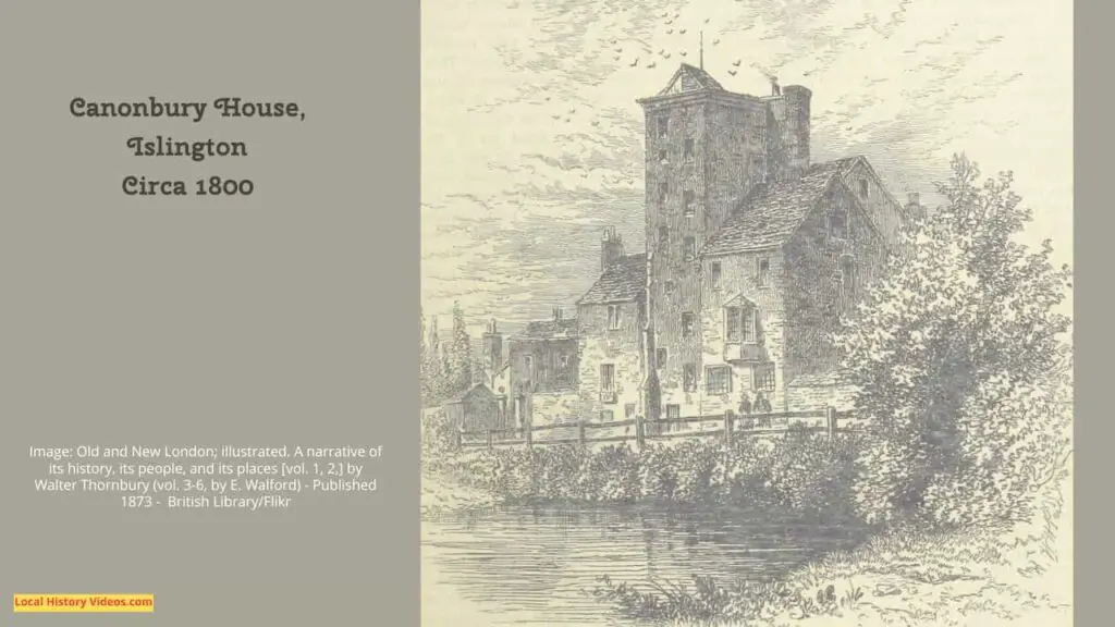 Old picture of the tower at Canonbury House, Islington, published around 1800