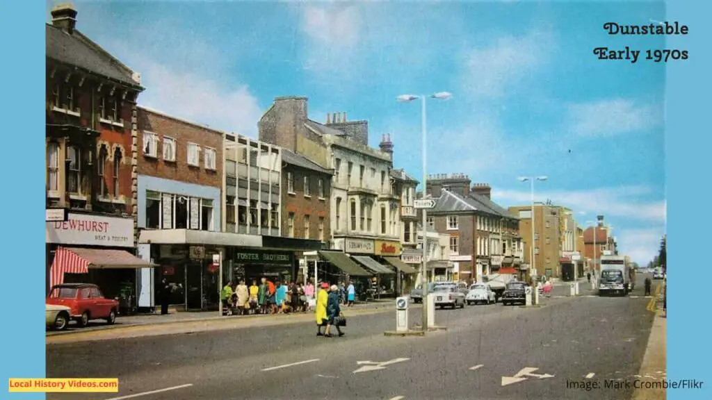 Vintage photo postcard of Dunstable in the early 1970s