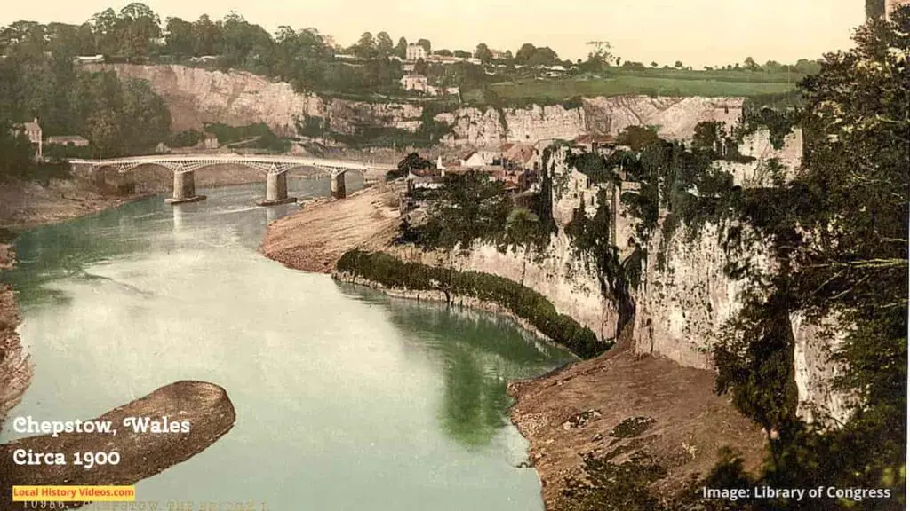 Old photo of Chepstow Bridge, Monmouthshire, Wales