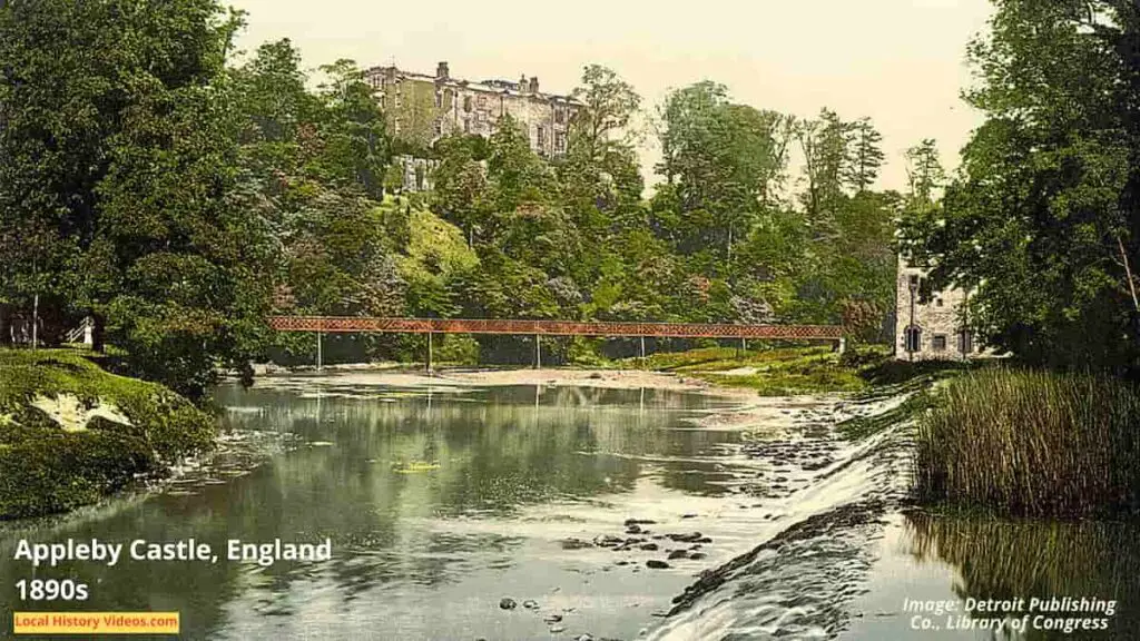 Old photo of the River Eden at Appleby Castle in the 1890s