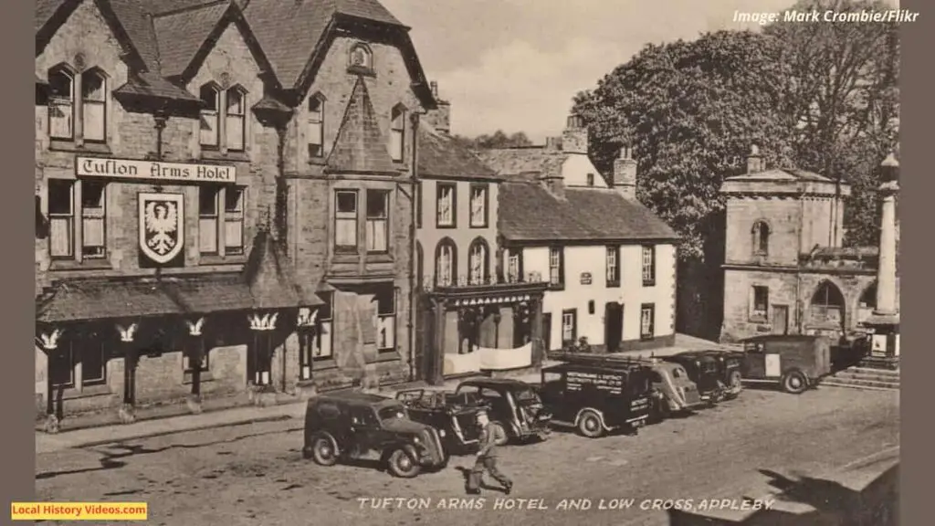 Old photo postcard of the Tufton Arms Hotel in Appleby