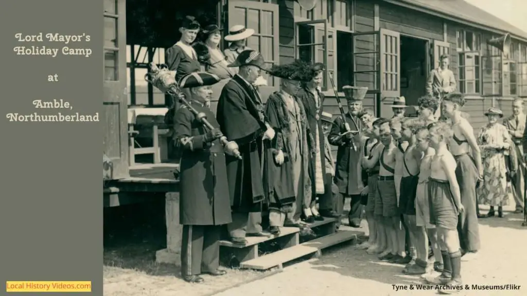 Old photo of the Lord Mayor's Holiday Camp at Amble, Northumberland, England