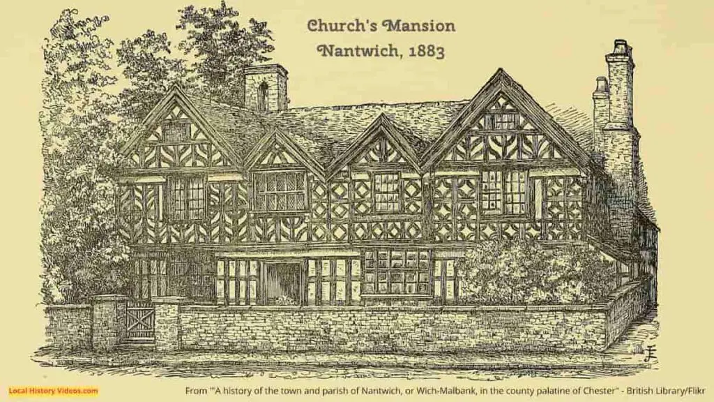 Old Picture of Church's Mansion in Nantwich, Cheshire, England, 1883