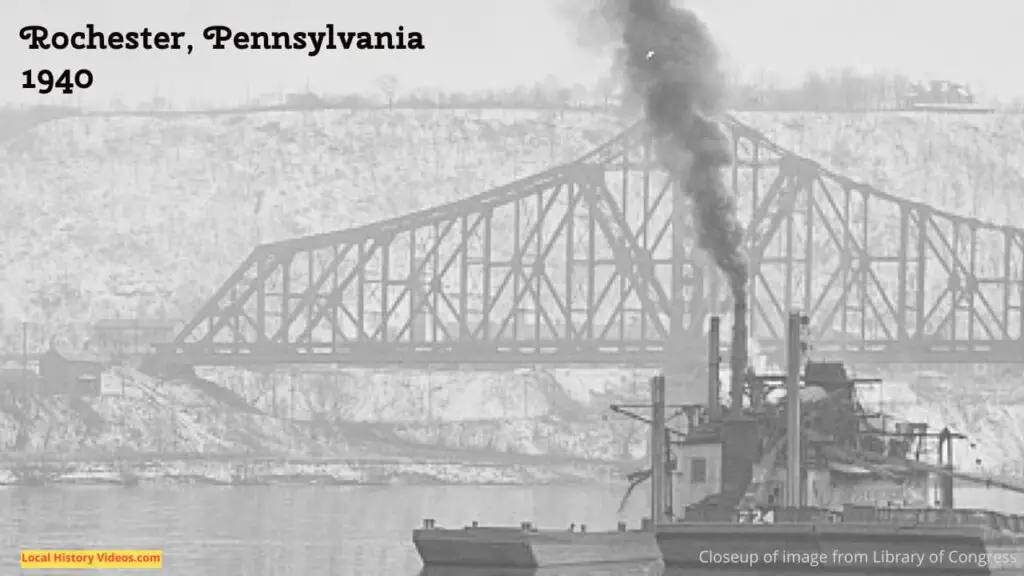 Closeup of old photo of the Ohio River at Rochester, Pennsylvania