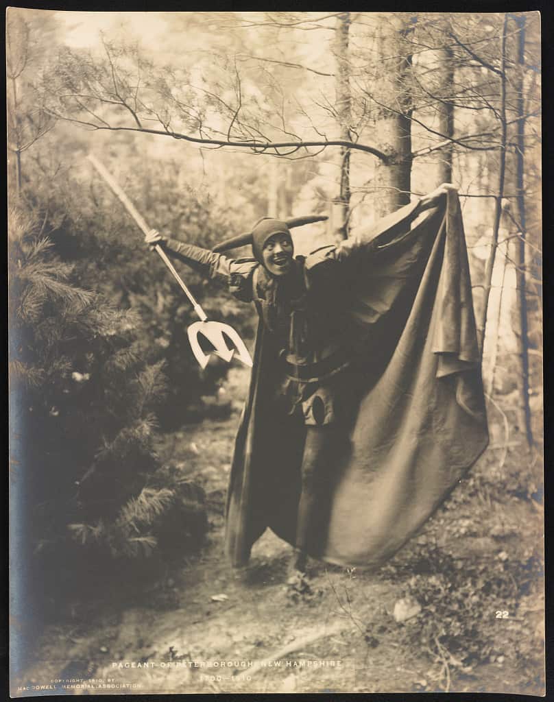 Pageant of Peterborough, New Hampshire, man playing Satan, circa 1910