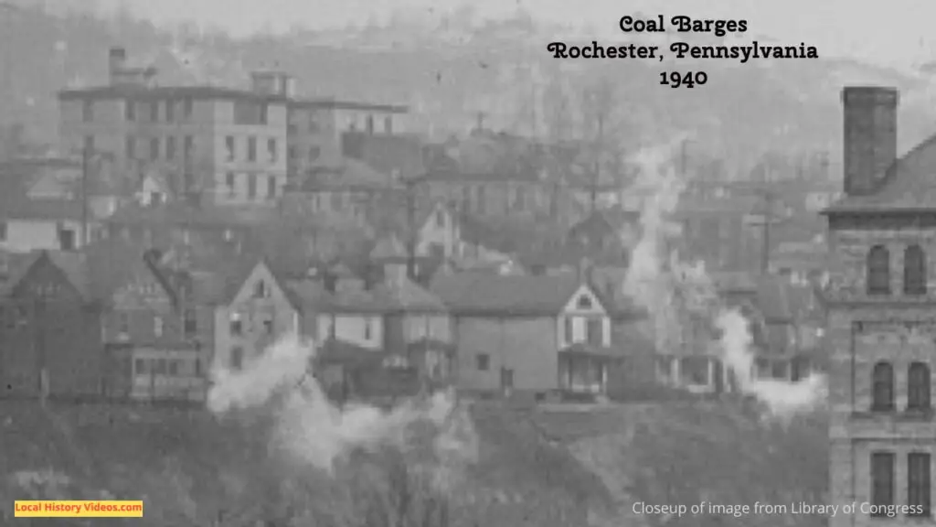 Closeup of an old photo of Rochester, Pennsylvania, USA