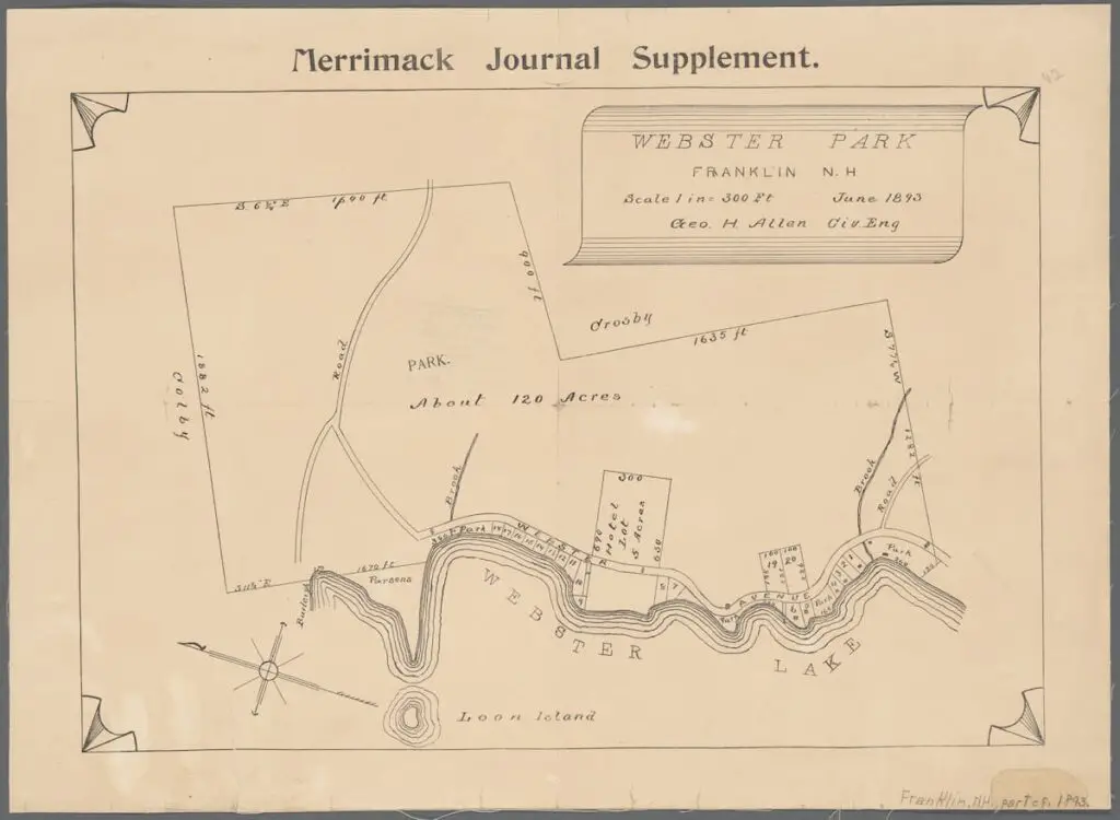 Old plan of Webster Park, Franklin, N.H.